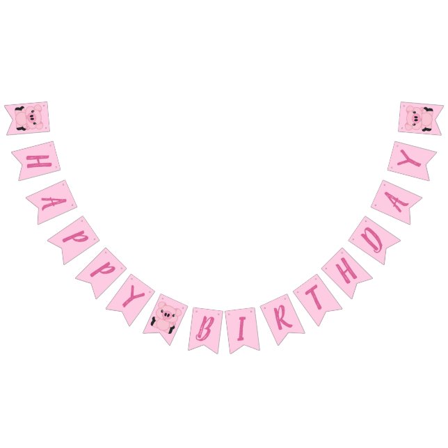 Pink Pig Birthday Party Bunting (All)