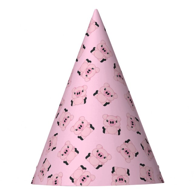 Pink Pig Birthday Party Party Hat (Front)