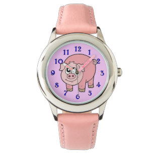 Pink Pig Cartoon Watch