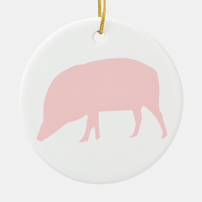 Pink Pig Custom Birthday Ceramic Tree Decoration (Front)