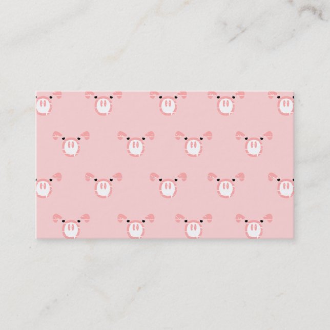 Pink Pig Face Repeating Pattern Business Card (Front)