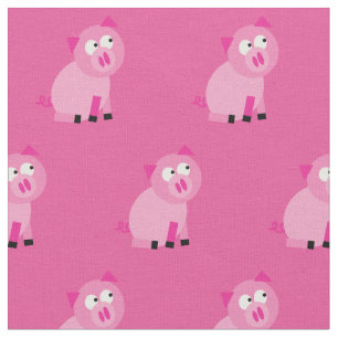 Pink Pig Farm Animal Fabric