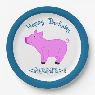 Pink Pig Happy Birthday Paper Plates