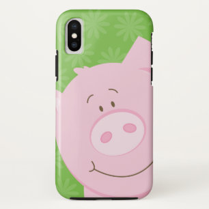 Pink Pig iPhone Cell Case Green Background