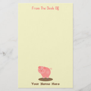 Pink Pig Mud Puddle Personalised Stationery