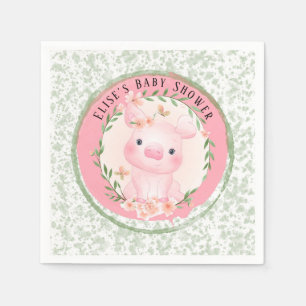 Pink Pig of Cuteness Girl Baby Shower Custom Napkin