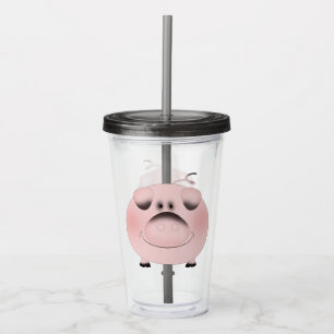 Pink pig, pig face . acrylic tumbler