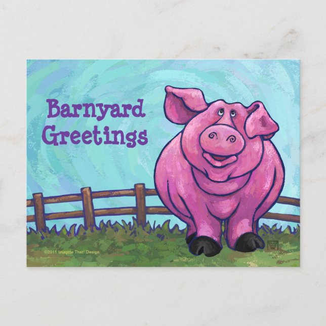 Pink Pig Post Card (Front)