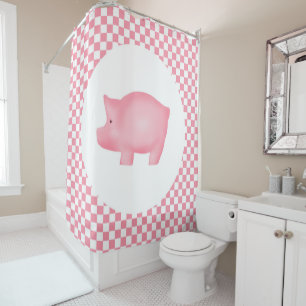 Pink Pig Shower Curtain