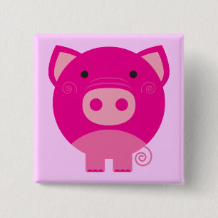 Pink Pig Tshirts and Gifts 15 Cm Square Badge