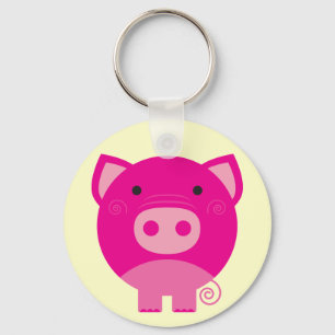 Pink Pig Tshirts and Gifts Key Ring