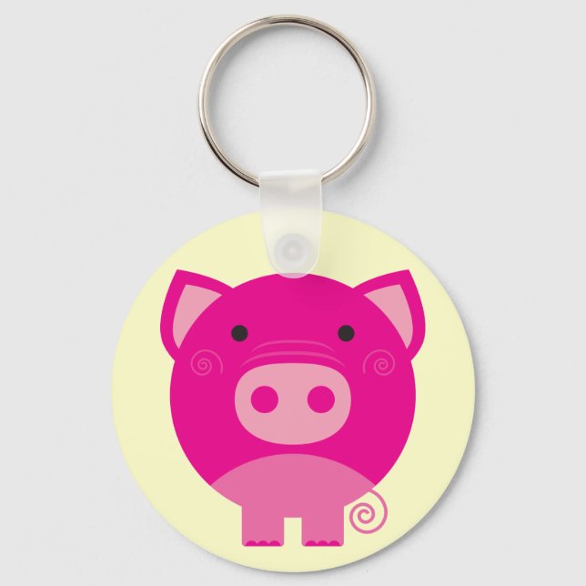 Pink Pig Tshirts and Gifts Key Ring (Front)