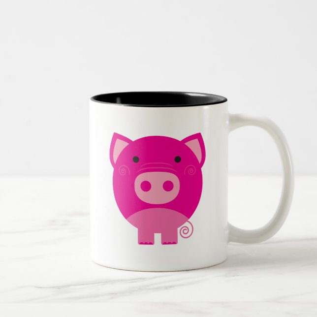 Pink Pig Tshirts and Gifts Two-Tone Coffee Mug (Right)