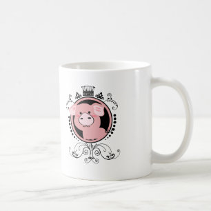 Pink pig with ornament pattern coffee mug