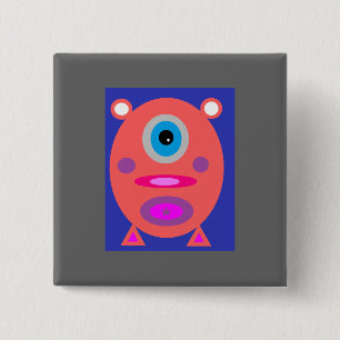 Pink Piggy 15 Cm Square Badge