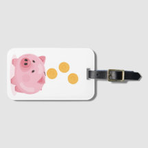 Pink Piggy Bank Acrylic Luggage Tag