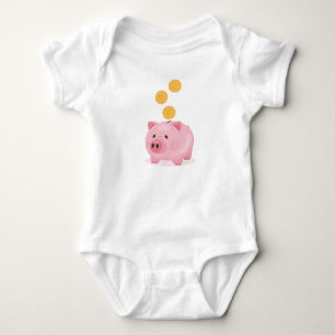 Pink Piggy Bank Baby Bodysuit