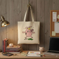 Pink Piggy Bank With Money Tote Bag