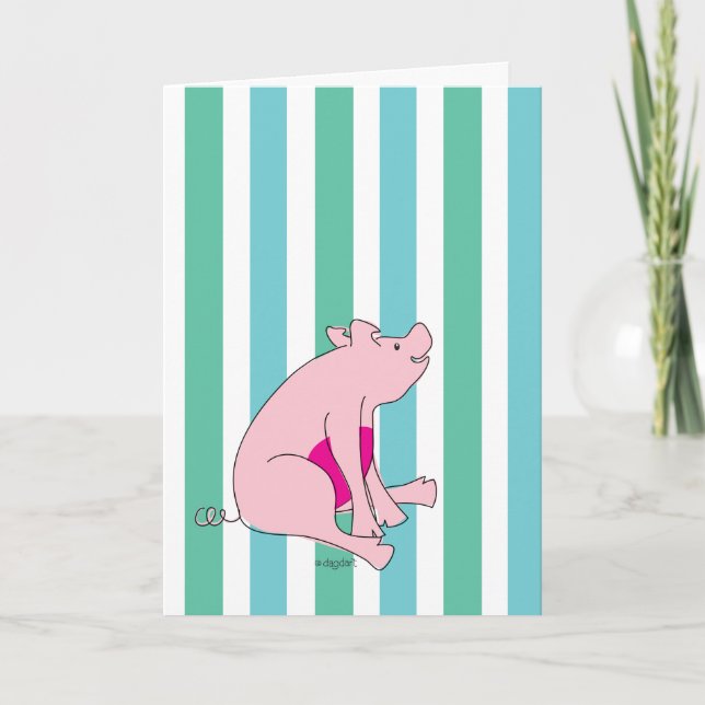 Pink Piggy Birthday Card (Front)