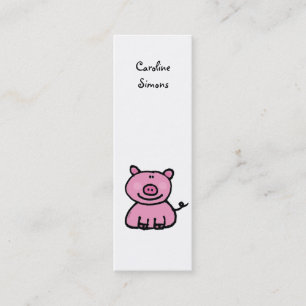 Pink piggy bookmark mini business card
