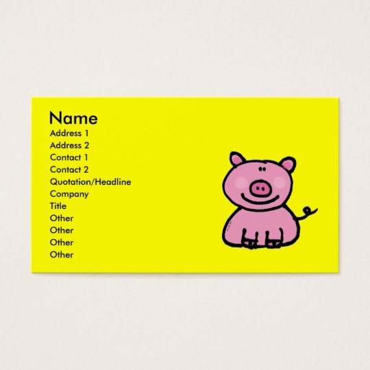 Pink piggy business card