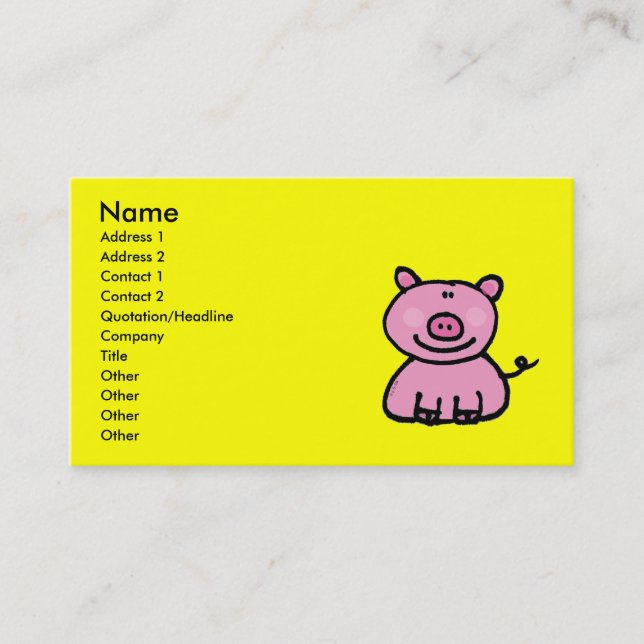 Pink piggy business card (Front)
