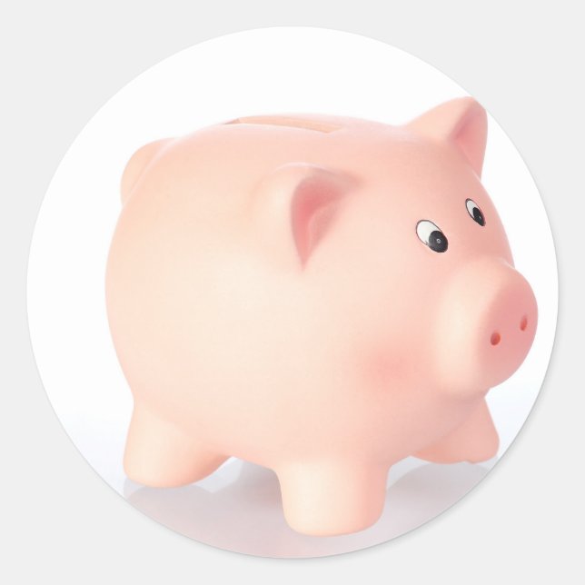 Pink piggy classic round sticker (Front)
