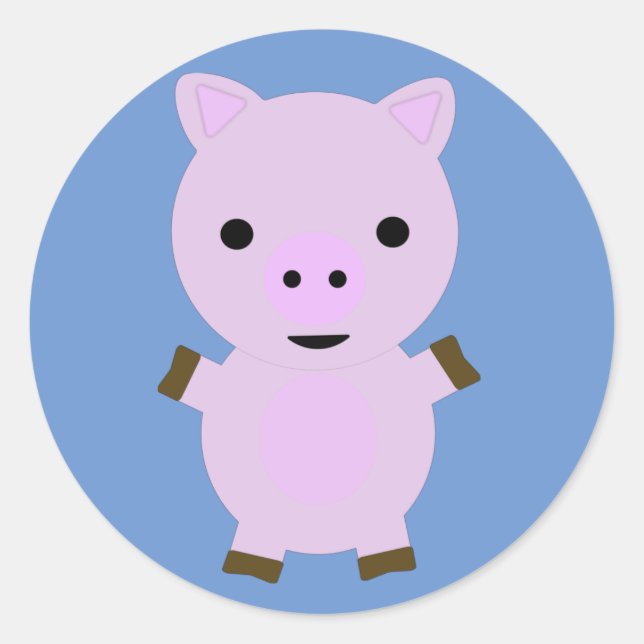 Pink Piggy Classic Round Sticker (Front)