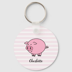 Pink Piggy Design   Key Ring