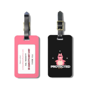 Pink piggy luggage tag