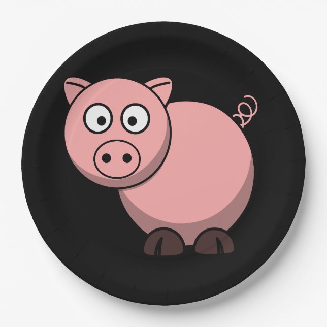 Pink Piggy Paper Plate (Front)