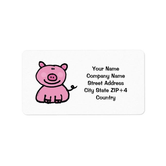 Pink piggy return address label (Front)