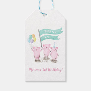 Pink PIggy's Kids Birthday Favour Tags
