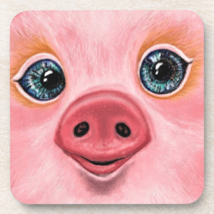Pink Piglet Coaster Smile