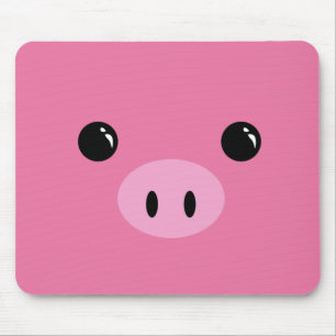 Pink Piglet Cute Animal Face Design Mouse Mat