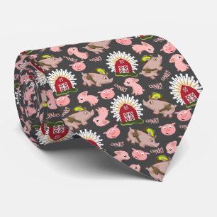 Pink Pigs Pattern Tie