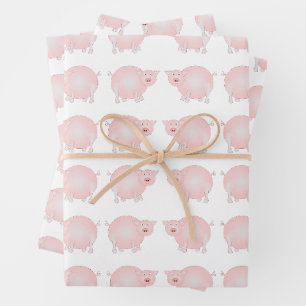 Pink Pigs Wrapping Paper Sheets