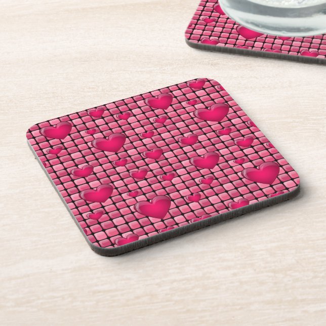 Pink Pile With Hearts Coaster (Left Side)