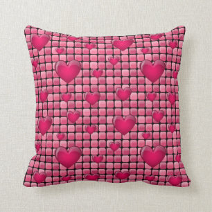 Pink Pile With Hearts Cushion