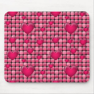Pink Pile With Hearts Mouse Mat