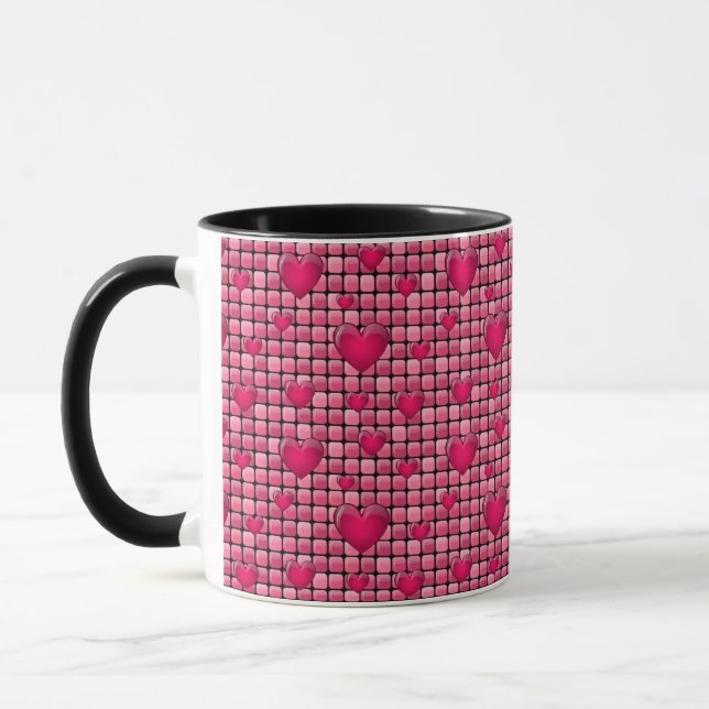 Pink Pile With Hearts Mug (Left)