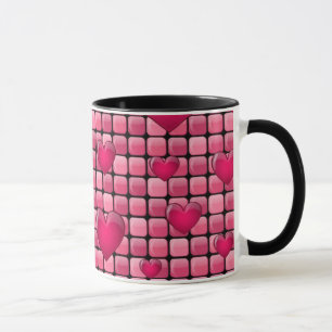 Pink Pile With Hearts Mug