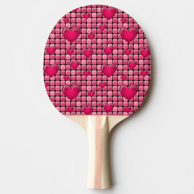 Pink Pile With Hearts Ping Pong Paddle (Front)