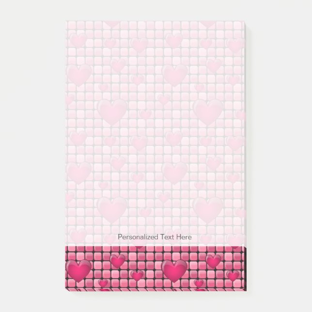 Pink Pile With Hearts Post-it Notes (Front)