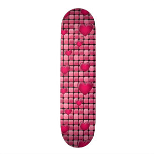 Pink Pile With Hearts Skateboard