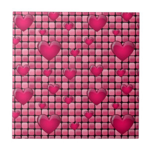 Pink Pile With Hearts Tile