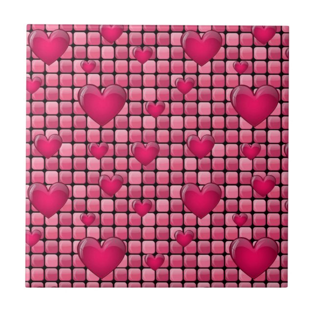 Pink Pile With Hearts Tile (Front)