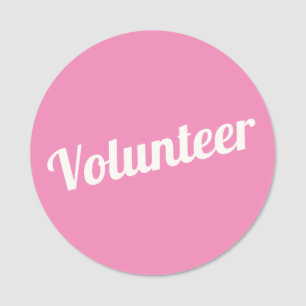 Pink Pin-back Volunteer Buttons Name Tag