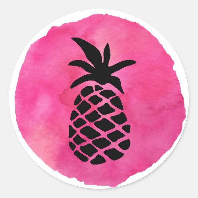 Pink Pineapple Classic Round Sticker (Front)