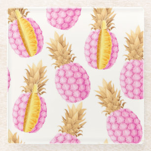 Pink Pineapple: High Detailed Vintage Glass Coaster